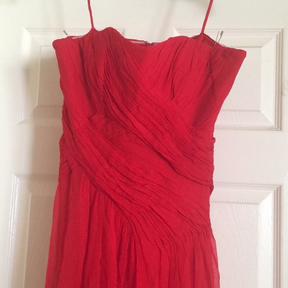 Badgley Mischka Strapless Silk Cross-Drape Gown - Picture 3 of 8